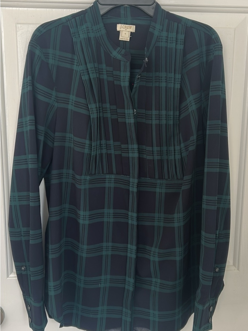 J.Crew Navy & Green Plaid Long-Sleeve Shirt